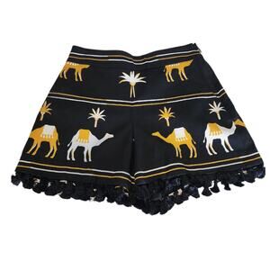 Kate Spade Black Moroccan Camel Print Shorts Black Tasseled Size 4
